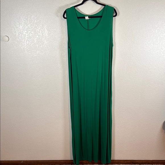 Vintage Kelly Lynn Kelly Green Slinky Knit Maxi Tank Dress Size 1X - Picture 1 of 6